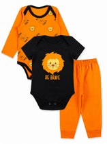 Kit 3 Peças Roupa De Bebe Menino Body E Calça Mijão Algodão Leão