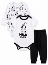 Kit 3 Peças Roupa De Bebe Menino Body E Calça Mijão Algodão Milk Lovers
