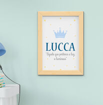 Quadro Infantil Personalizado Nome Bebê Menino Letra Coroa 