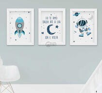 Quadro Decorativo Infantil Menino Bebê Astronauta Foguete