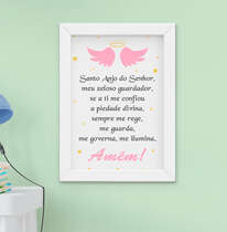 Quadro Infantil Bebê Menina Oração Santo Anjo
