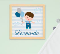 Quadro Infantil Bebê Menino Balão Nome Personalizado