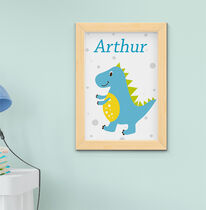 Quadro Infantil Bebê Menino Dinossauro Nome Personalizado