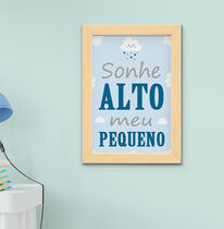 Quadro Infantil Bebê Menino Nuvem Frase Sonhe Alto