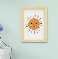 Quadro Infantil Bebê Menino Sol Boho