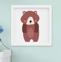 Quadro Decorativo Infantil Bebê Menina Menino Bichos da Floresta Urso