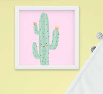 Quadro Infantil Quarto Bebê Menina Cacto Cute  
