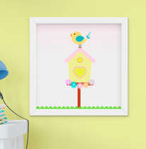 Quadro Bebê Infantil Menina Casinha Passarinho
