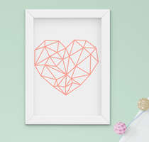 Quadro Decorativo Infantil Bebê Menina Coração Geométrico