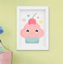 Quadro Decorativo Infantil Bebê Menina Cupcake