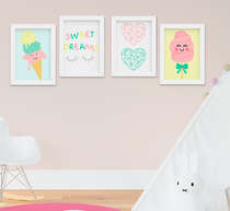 Quadro Infantil Quarto Bebê Menina Doces Sweet Dream Kit 4 Peças