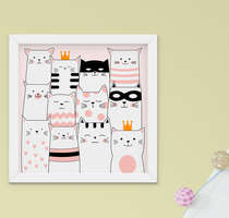 Quadro Infantil Bebê Menina Gatinhos Cute