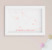 Quadro Bebê Infantil Menina Mapa Mundi