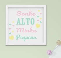 Quadro Infantil Menina Frase Sonhe Alto Coração 