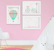 Quadro Infantil Quarto Bebê Menina Paris Kit 3 Peças