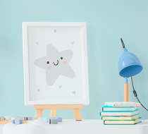 Quadro Infantil Bebê Menino Estrela