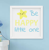  Quadro Infantil Quarto Bebê Menino Estrelinha Be Happy 