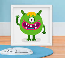 Quadro Decorativo Infantil Bebê Menino Monstrinho Smile 