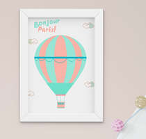 Quadro Infantil Bebê Menina Paris Balão