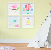 Quadro Infantil Quarto Bebê Menina Passarinho Kit 4 Peças 