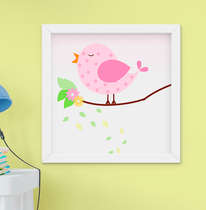 Quadro Decorativo Infantil Bebê Menina Passarinho Rosa