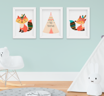 Quadro Decorativo Infantil Raposinha Indian Fox Kit 3 Peças