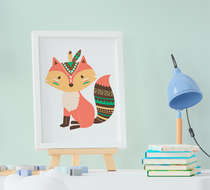 Quadro Infantil Quarto Bebê Menino Menina Raposinha Indian Fox  