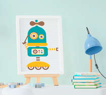  Quadro Infantil Bebê Menino Robô Carrinho  