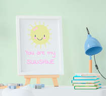 Quadro Infantil Bebê Menina Sol You Are My Sunshine 