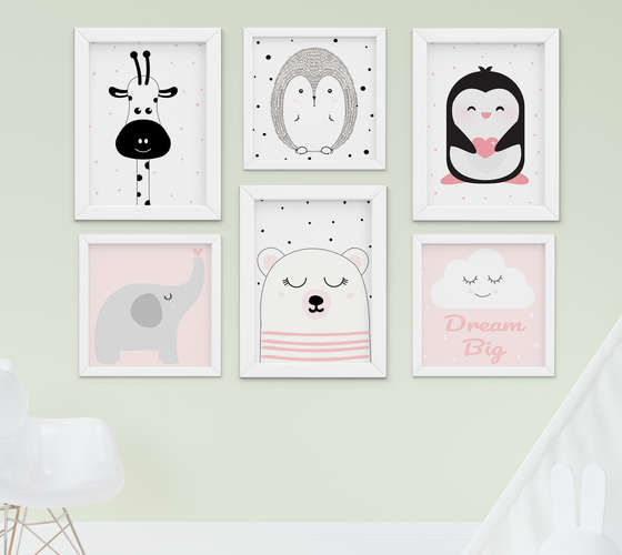 Quadro Infantil Quarto Bebe Menina Elefante Urso Nuvem Pinguim Kit 6 Pecas Como proposta de usar quadros decorativos no quartinho de bebe, ha inumeras ideias e uma delas e apostar nos modelos em mdf. quadro infantil quarto bebe menina elefante urso nuvem pinguim kit 6 pecas