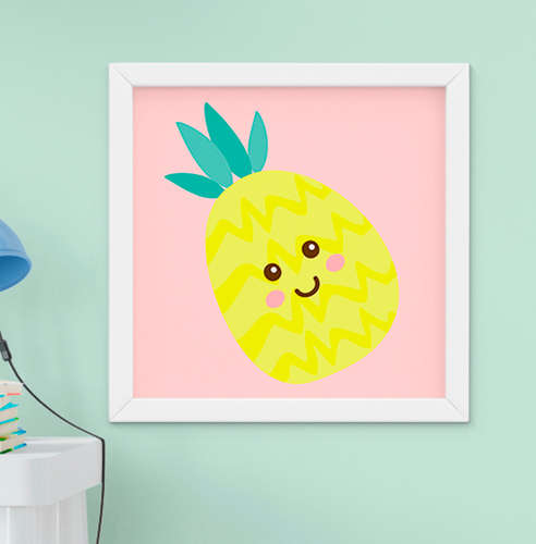 Quadro Decorativo Infantil Bebê Menina Frutinha Abacaxi