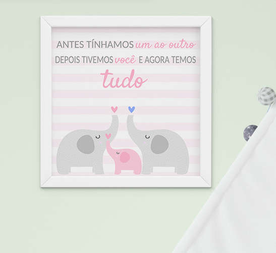 Quadro Infantil Menina Frase Elefante Antes Tínhamos Um ao Outro