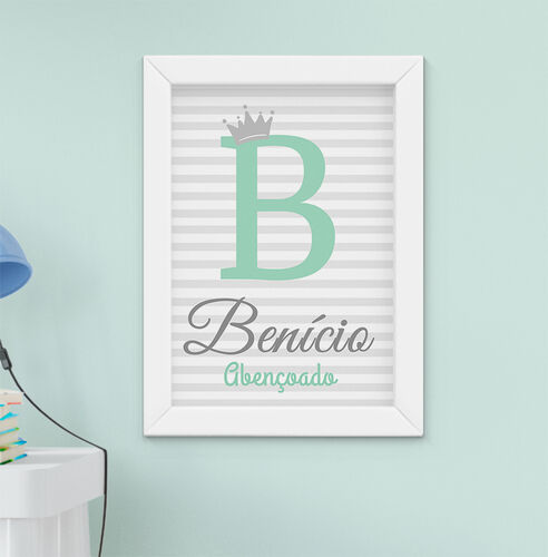 Quadro Infantil Menino Letra Nome Coroa Personalizado
